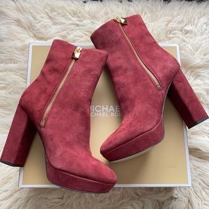 Red Michael Kors Platform Booties